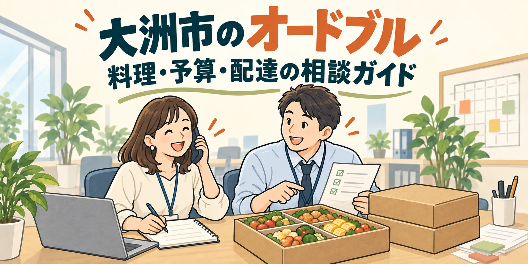 大洲市のオードブル｜料理・予算・配達の相談ガイド（イラスト）