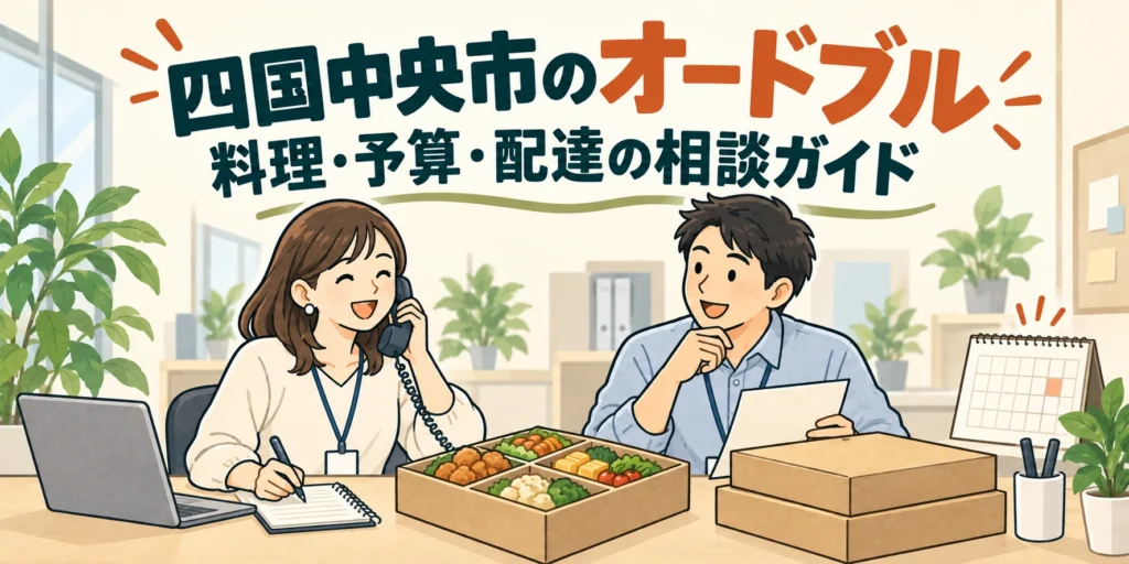 四国中央市のオードブル｜料理・予算・配達の相談ガイド（イラスト）